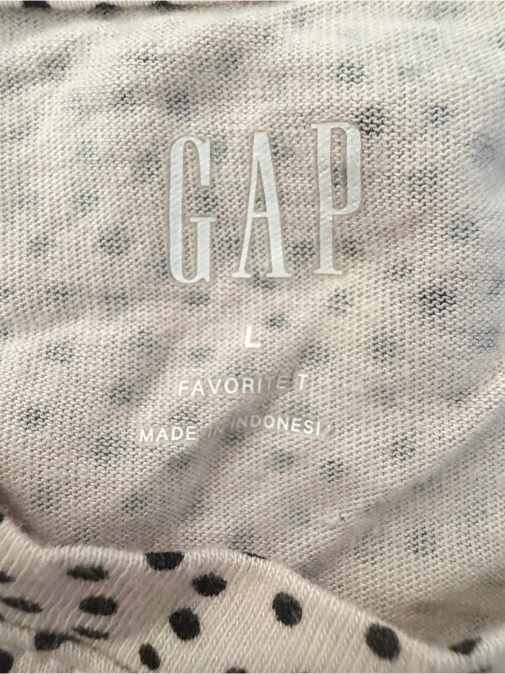 GAP White Crewneck Tee with Black Dot Print Size L - Picture 6 of 8